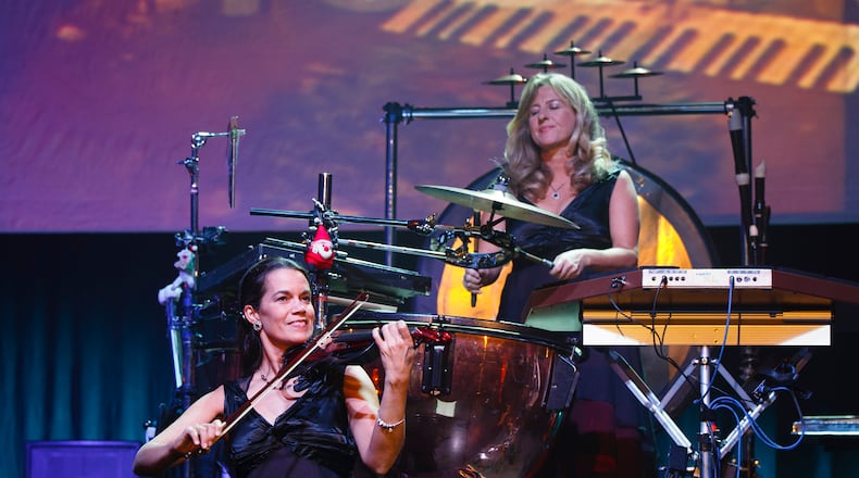 Roxanne Layton and Becky Kia of Mannheim Steamroller perform at one of the ensemble's shows. The group will perform in Springfield in December. CONTRIBUTED