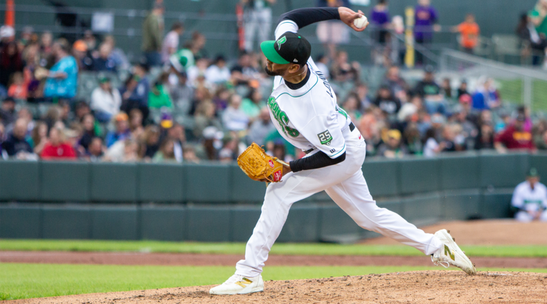 Dayton Dragons starting pitcher Nestor Lorant delivers a pitch to the plate during a game earlier this season at Day Air Ballparks. JEFF GILBERT/CONTRIBUTED