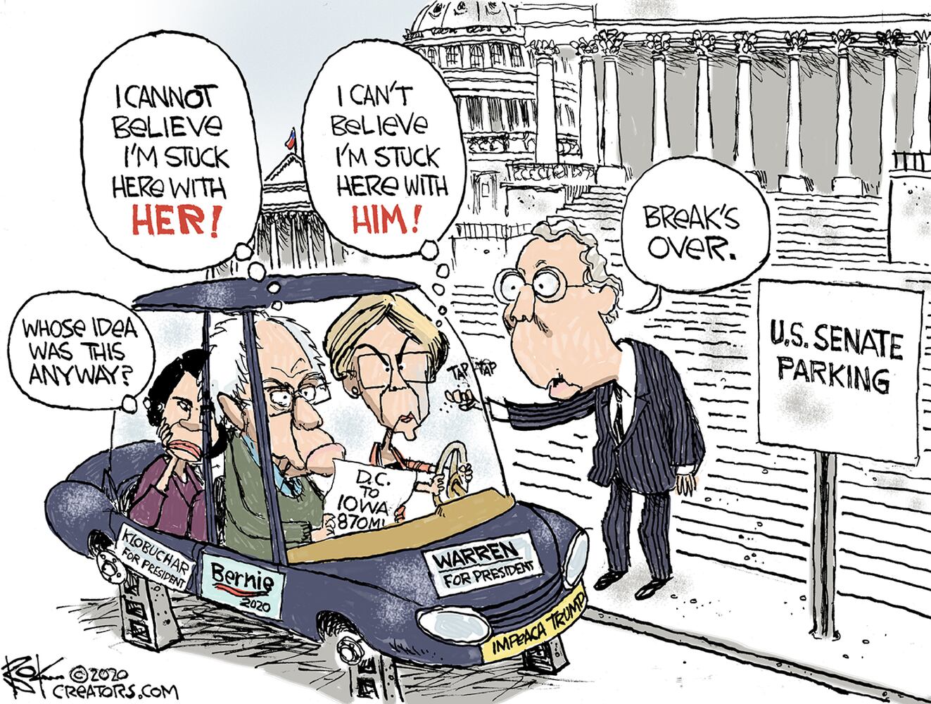 Week in cartoons: Iowa caucus, impeachment acquittal and more