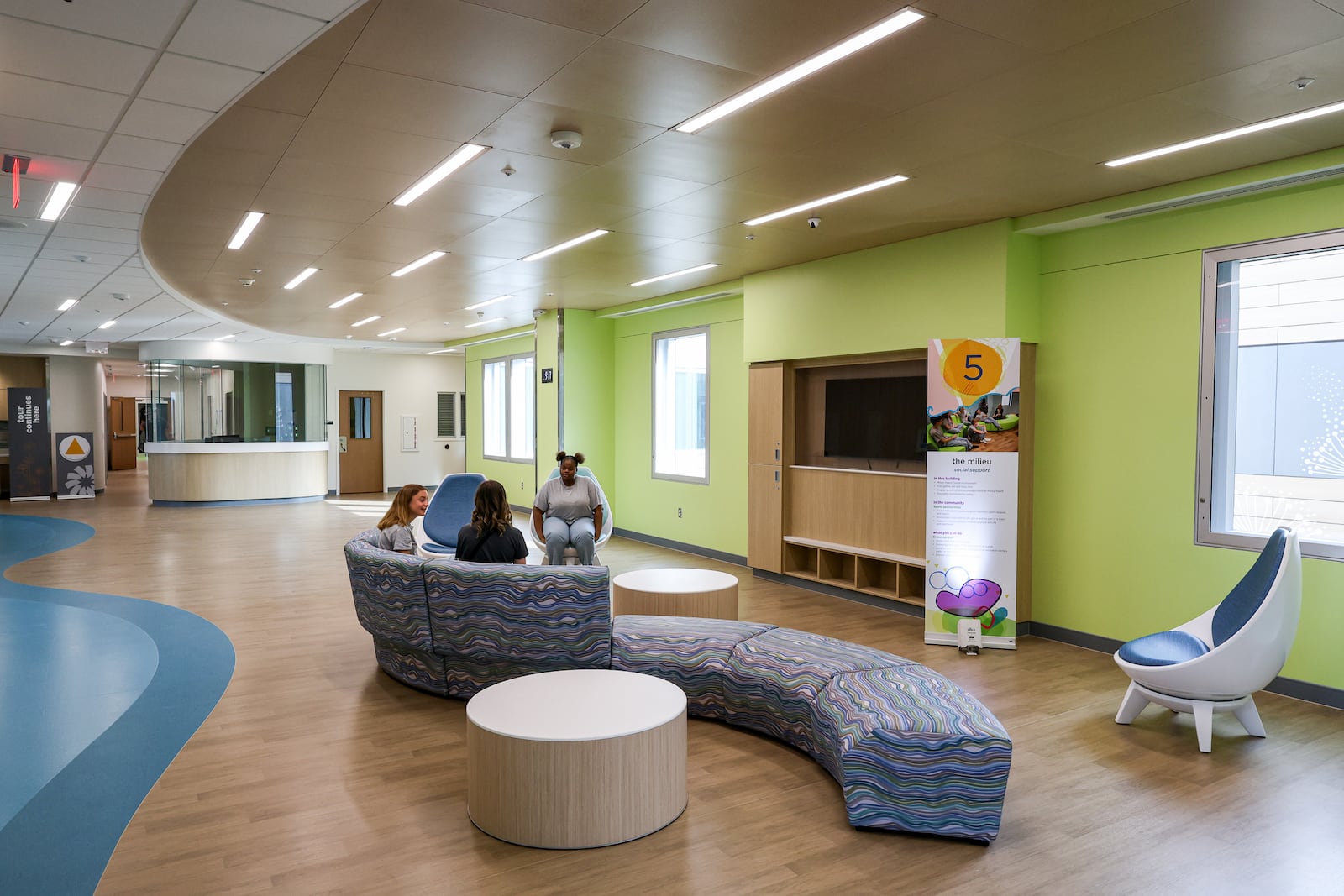 A common area in Dayton Children's Mathile Center for Mental Health and Wellness, which is set to open next month. BRYANT BILLING / STAFF