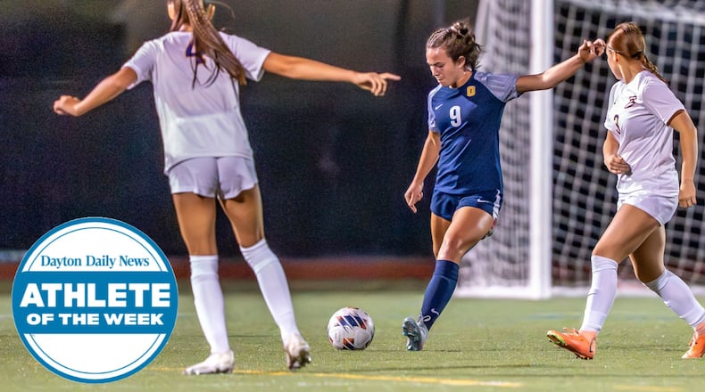 Oakwood High School senior defender Sally Altenburg kicks the ball during a recent game against Bellbrook. ERIK STECKLE / CONTRIBUTED PHOTO