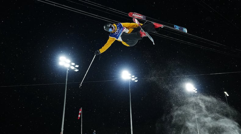 Estonia's Grete-Mia Meentalo competes during the women's freestyle skiing halfpipe qualifications at the 2026 Winter Olympics, in Livigno, Italy, Thursday, Feb. 19, 2026. (AP Photo/Julia Demaree Nikhinson)