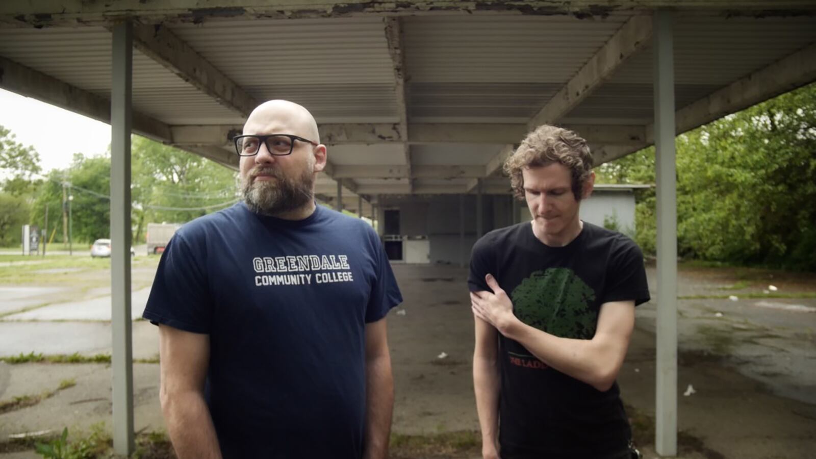 Mike Box (L) and Patrick Hague in Dayton in 2023. They launched their production company in 2022 and are currently raising funds to produce their second film.