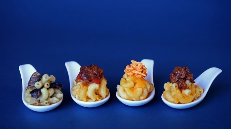 From left: Wild Mushroom Macaroni and Cheese, Macaroni and Cheese with a Five-Spice Beef Topping, Macaroni and Cheese with Buffalo Chicken Topping and Macaroni and Cheese with a Barbecued Brisket Topping. (Christian Gooden/St. Louis Post-Dispatch/TNS)