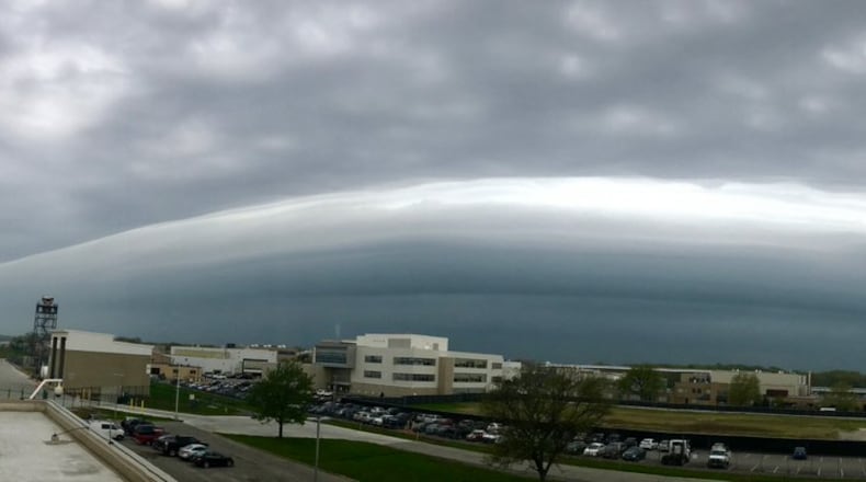 The Cleveland NWS office captures this ominous photo of an arcus, or shelf cloud, over the city this week. PHOTO COURTESY NWS, Cleveland