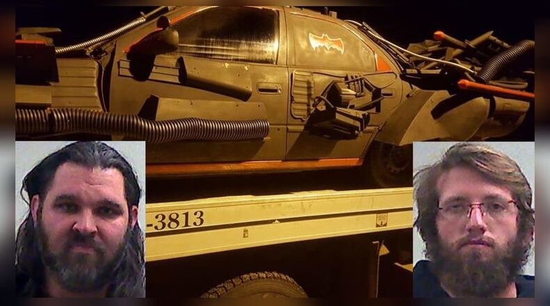 Jehoshua Hammock (left) and Travis Amburgy (right) were arrested after police found drugs in their vehicle, a replica Batmobile. (Contributed Photos/ Kicks96 and Wayne County, Ind. Jail)