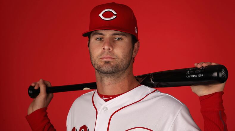 The Reds’ Jesse Winker poses for a portait during a MLB photo day at Goodyear Ballpark on February 18, 2017 in Goodyear, Arizona. (Photo by Christian Petersen/Getty Images)