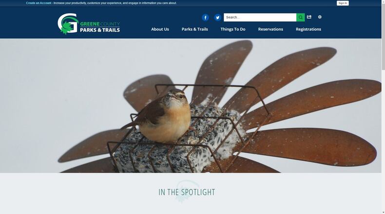 Features on new Greene County Parks & Trails website include a scrolling calendar of park events and programs, a Google map feature for locating specific parks, and a slide show on each park or trail.