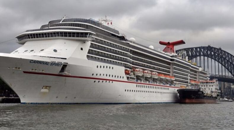 The cruise ship Carnival Spirit is seen docked in Sydney Harbor after monster seas. (PETER PARKS/AFP/Getty Images) (Photo: PETER PARKS/AFP/Getty Images, KENS)