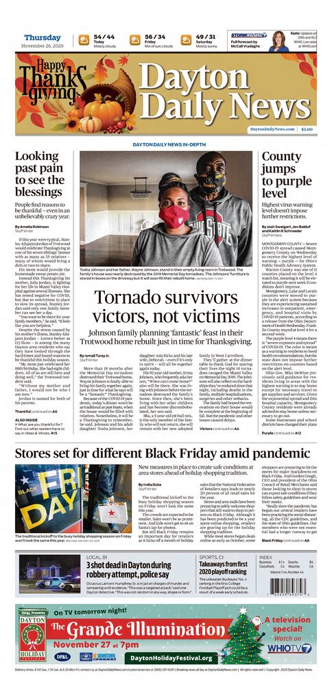 Thanksgiving Day front pages from the Dayton Daily News archives