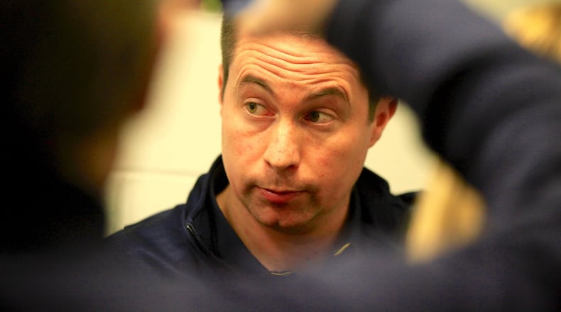Michigan assistant coach Billy Donlon on Thursday, March 16, 2017, at Bankers Life Fieldhouse in Indianapolis. David Jablonski/Staff
