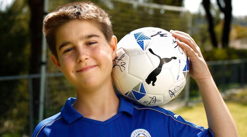 Travis Hackett, 13, a soccer player and die-hard Leicester City fan, was diagnosed with T-cell acute lymphocytic leukemia in 2014. Hackett recently took a trip to England to be a special guest of the team, through the Craig Willinger Fund. (K.C. Alfred/San Diego Union-Tribune/TNS)