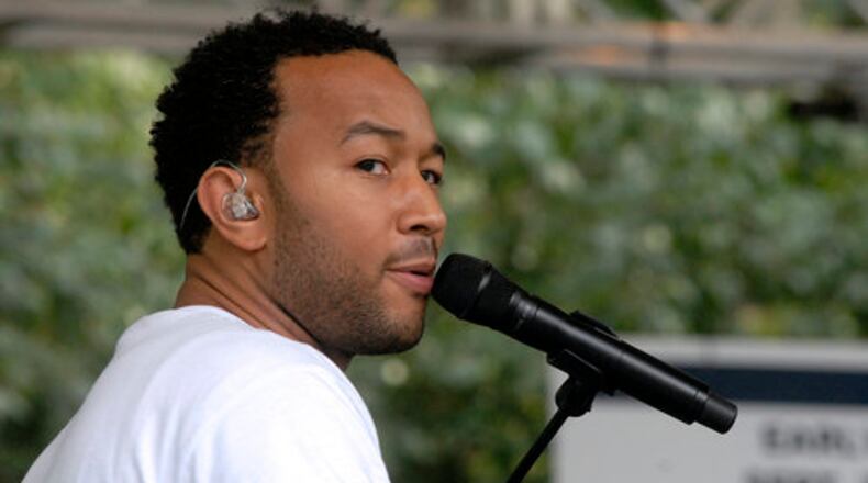 John Legend performs in Springfield for a Barack Obama campaign rally. Staff photo by Marshall Gorby