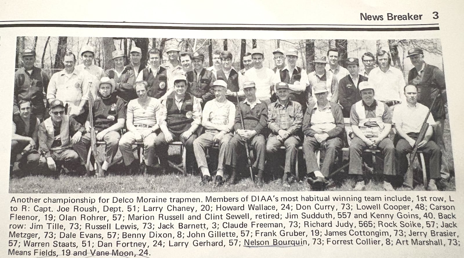 The DIAA championship trap shooting team at Delco Moraine in 1972. Benny Dixon (second row, ninth from left) was the top shooter in the championship round, hitting all 50 targets in a row. CONTRIBUTED PHOTO
