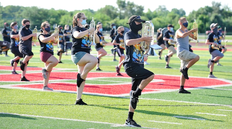 The Stebbins High School marching Band took to the field July 31 for the last day of band camp. All the band members and staff practiced social distancing and wore masks for the entire week. MARSHALL GORBY\STAFF