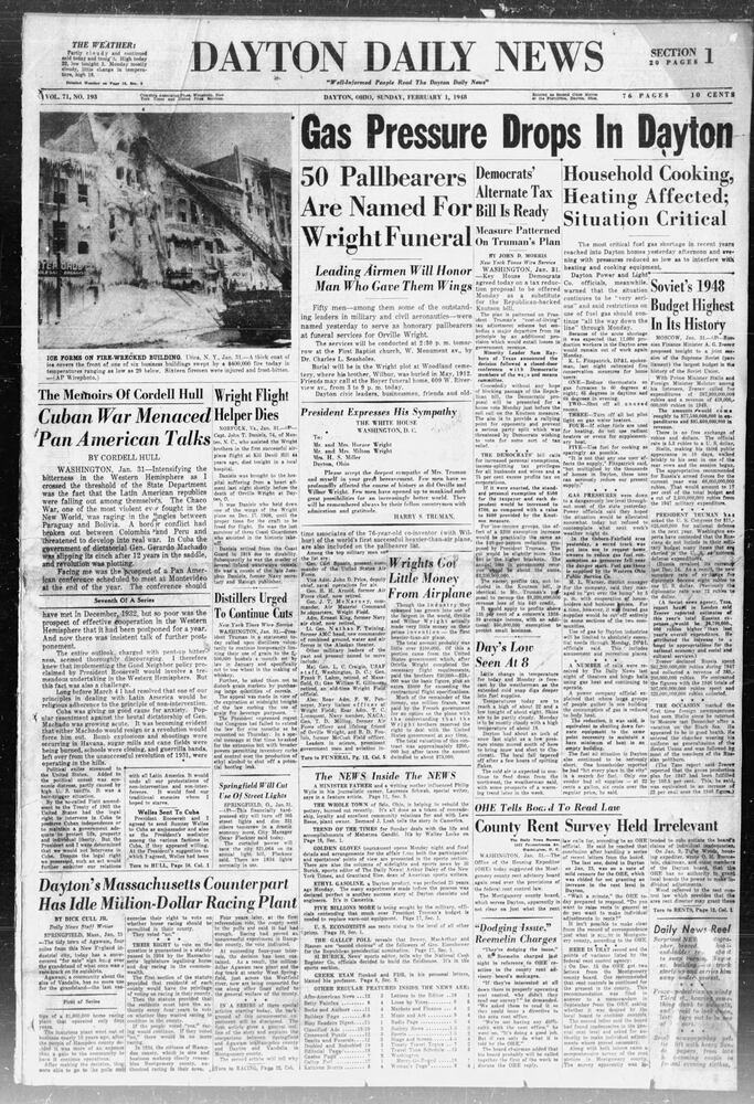Orville Wright funeral