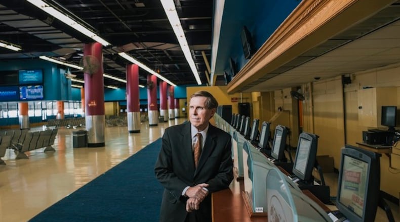 Pat Mahony, whose father and grandfather helped develop parimutuel wagering in the U.S., at the family business: Aqueduct Racetrack in New York, Jan. 27, 2016. Mahony, head of parimutuel operations at the New York Racing Association for the last 13 years, is retiring after fifty years in the family business of parimutuel betting. (Christopher Gregory/The New York Times)