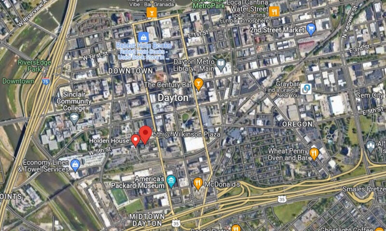 A map of downtown Dayton showing Wilkinson Plaza. CONTRIBUTED