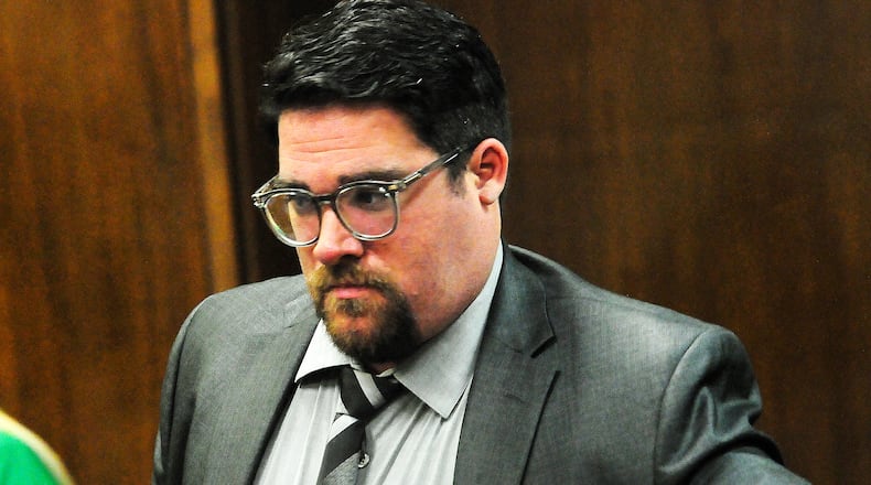 Former Kettering City Schools music teacher Matthew Ryan Koehler, now 38, of Centerville appears for his arraignment Thursday, June 27, 2024, in Montgomery County Common Pleas Court. MARSHALL GORBY\STAFF