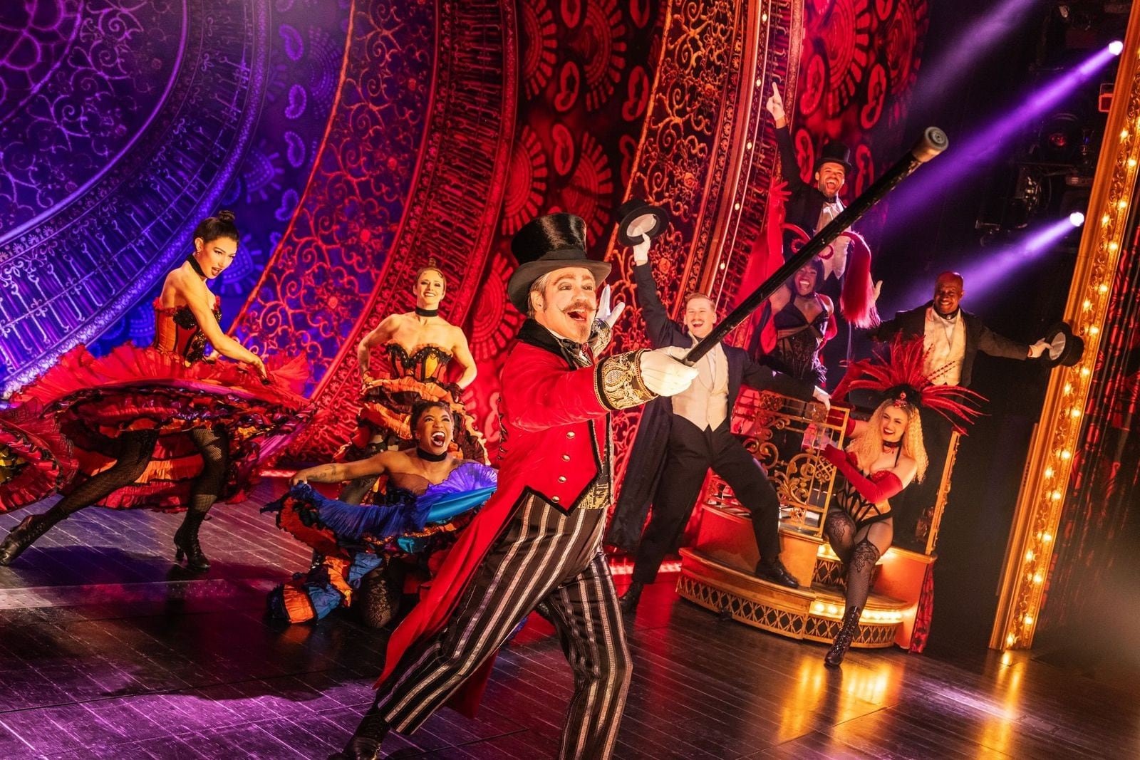 Robert Petkoff and the Company of the 2025 touring production of MOULIN ROUGE! THE MUSICAL, which will be presented July 22-26, 2026, at the Schuster Center courtesy of Dayton Live. Photo by Matthew Murphy and Evan Zimmerman for Murphymade.