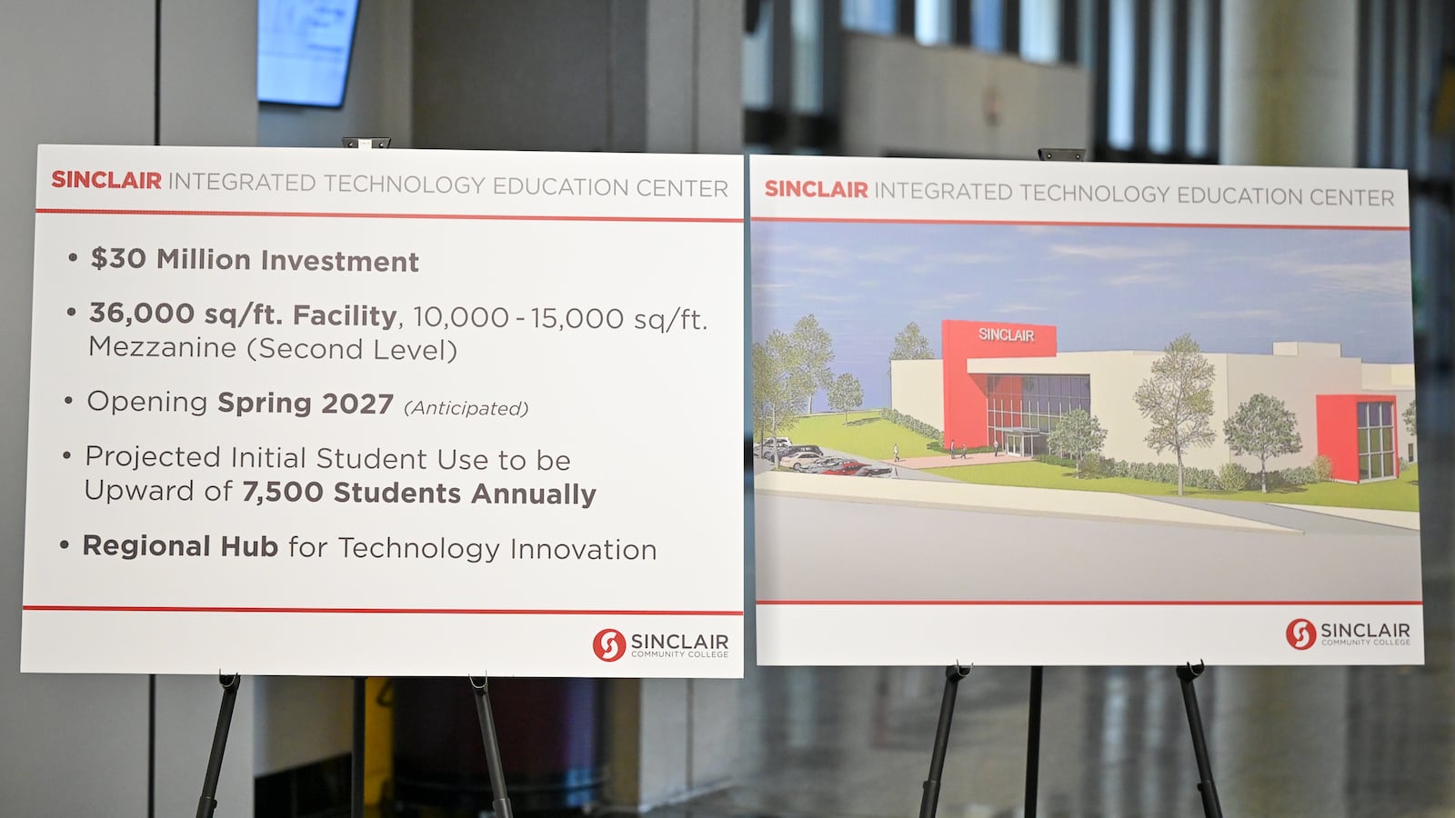 Sinclair Community College announced in a news conference on campus on Thursday, Nov. 20 it is spending $30 million to remodel Building 8, its former field house, and create a future technology center. BRYANT BILLING/STAFF