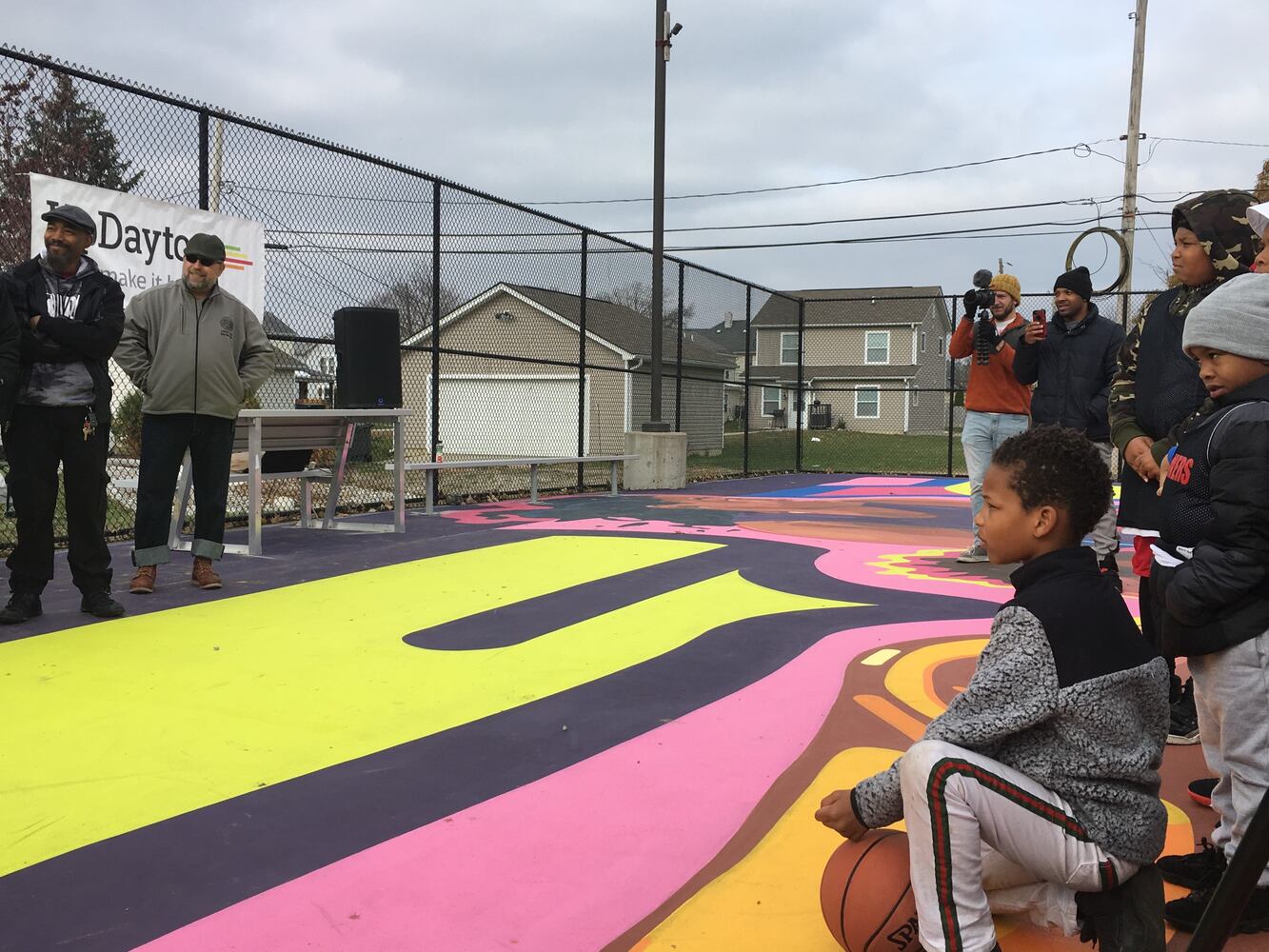PHOTOS: Dayton’s youth enjoy their colorful, new Project Rebound  basketball court