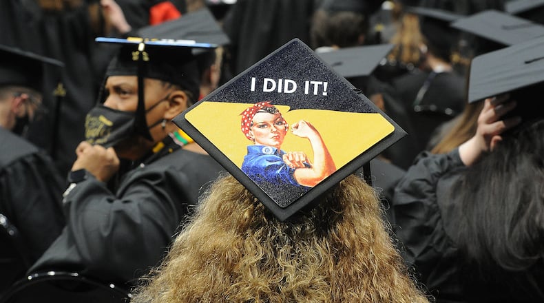 Sinclair Community College graduation was held at the University of Dayton Arena Thursday, May 6, 2021. MARSHALL GORBY\STAFF