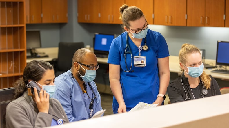 Dr. Amaal Salhieh, 3rd year physician resident; Dr. Eneyew Tilahun, 1st year physician resident; Dr. Anna Moore, 2nd year physician resident; and, Dr. Hannah Brinkman, 1st year physician resident.