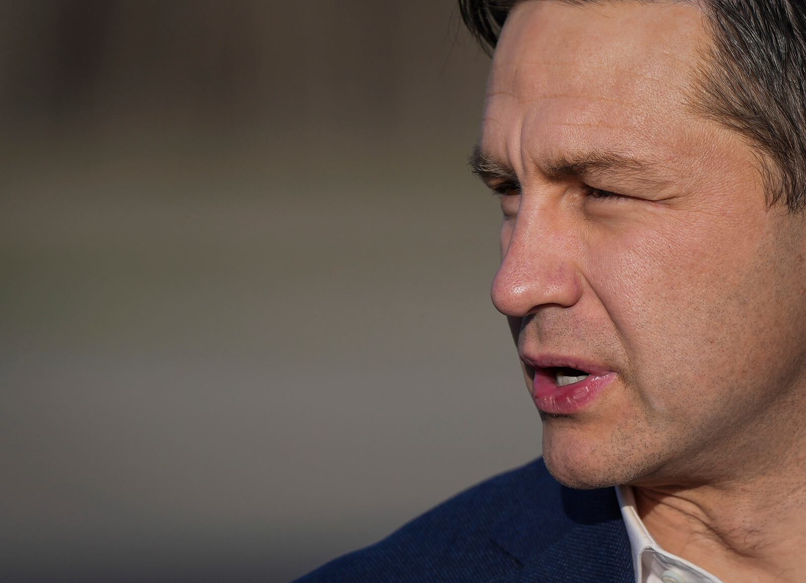 Conservative leader Pierre Poilievre arrives at Kelowna International Airport, in Kelowna, B.C., April 4, 2025. (Darryl Dyck/The Canadian Press via AP File)