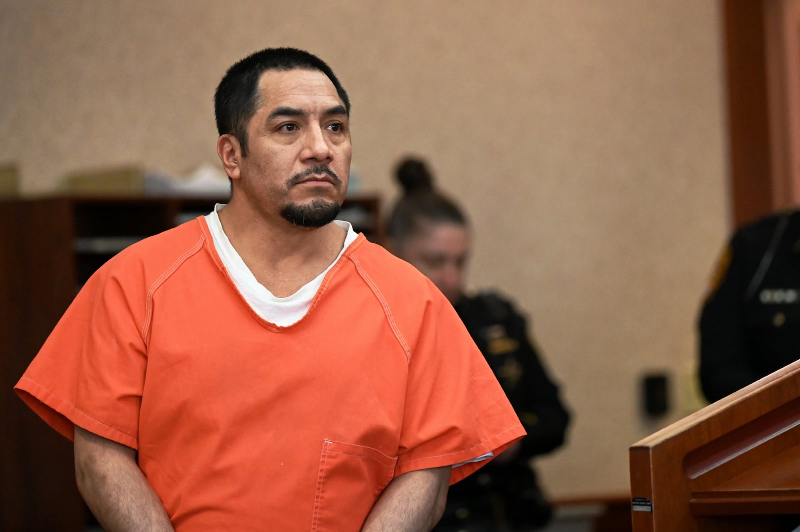 Fermin Garcia-Gutierrez, pictured here in Butler County Common Pleas Court on March 13, 2025, is charged with aggravated murder, two counts of murder, kidnapping and two counts of felonious assault in the slaying of Fernando Reyna Oviedo in Hamilton. He also face a separate charge from an earlier case regarding drug abuse. A week-long trial was set to address both cases and it's to begin at 9 a.m. on May 12. MICHAEL D. PITMAN/STAFF