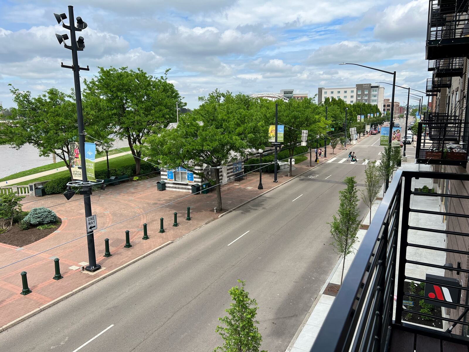 Here’s a balcony view of RiverScape MetroPark via the Monument, a new apartment complex which opened in Mar. 2023, located at 140 E. Monument Ave. A model unit was shown during the Downtown Dayton Partnership's Downtown Housing Tour on Saturday, May 13, 2023. TOM GILLIAM/CONTRIBUTING PHOTOGRAPHER