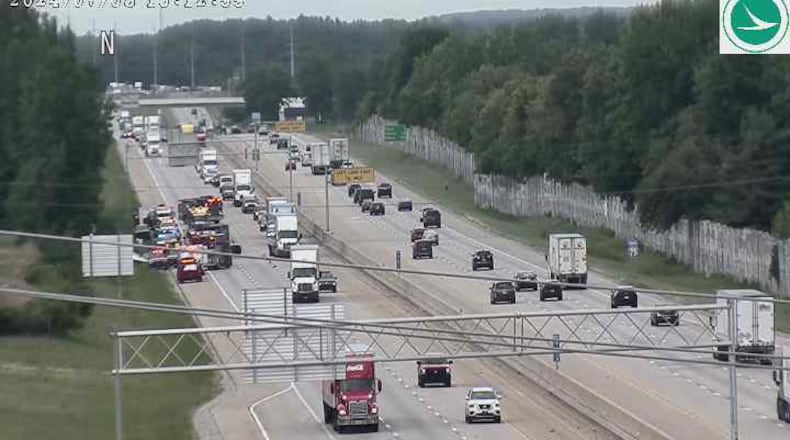 Southbound Interstate 75 was partly closed north of state Route 41 after a crash where a semi truck rolled over Friday afternoon