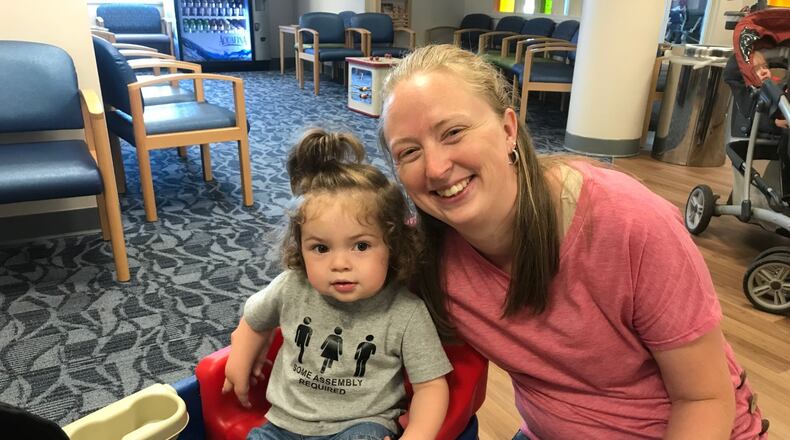 18-month-old Gwen Carroll and mom Megan