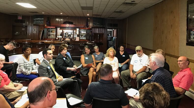 During Wednesday’s session in Lebanon, nine local Republicans sat on the inside circle and nine Democrats sat on the outside circle in a ‘fish bowl’ exercise. Those on the inside circle were asked to explain their views on the Trump administration to those on the outside, who were asked to listen, and then the parties switched roles. CONTRIBUTED