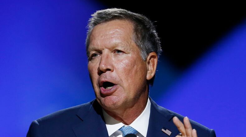 Ohio Gov. John Kasich addresses the 2016 National Convention of the NAACP, Sunday, July 17, 2016, in Cincinnati. (AP Photo/Gary Landers)