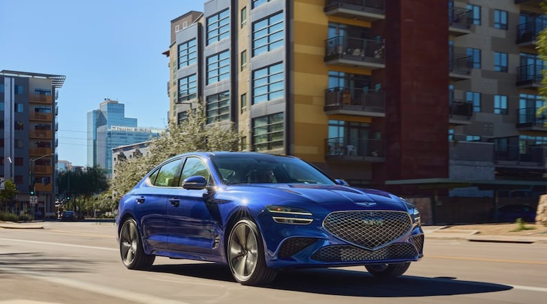 The 2024 Genesis G70 properly earns its “sport” status, especially this model year as improvements include a 2.5-liter turbocharged engine and Brembo, high-performance brakes. CREDIT: GENESIS USA