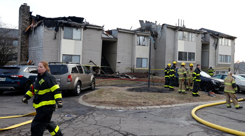 Fire at Meadows of Catalpa in Harrison Township, Friday morning, Feb. 7, 2025. MARSHALL GORBY\STAFF