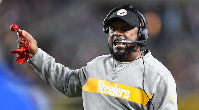 Head coach Mike Tomlin of the Pittsburgh Steelers reacts in the first half during the game against the Los Angeles Chargers at Heinz Field on December 2, 2018 in Pittsburgh, Pennsylvania. (Photo by Joe Sargent/Getty Images)
