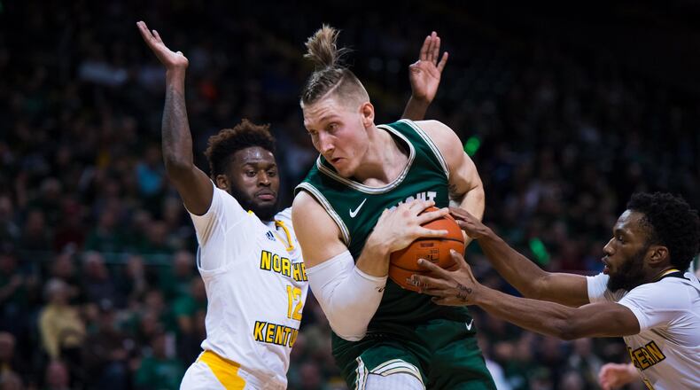 Wright State’s Loudon Love secures the ball against Northern Kentucky at the Nutter Center on Jan. 24, 2020. Joseph Craven/WSU Athletics