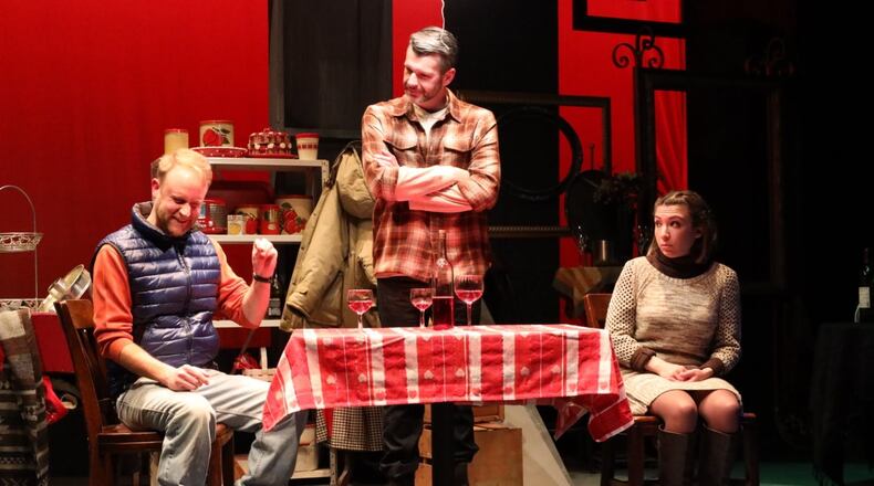 (Left to right) Adam Jones (Tor), Mike Beerbower (Gus) and Jenna De Gruy (Olive) in Dayton Theatre Guild's production of "The Norwegians," slated Feb. 5-20. (PHOTO COURTESY OF DAYTON THEATRE GUILD)