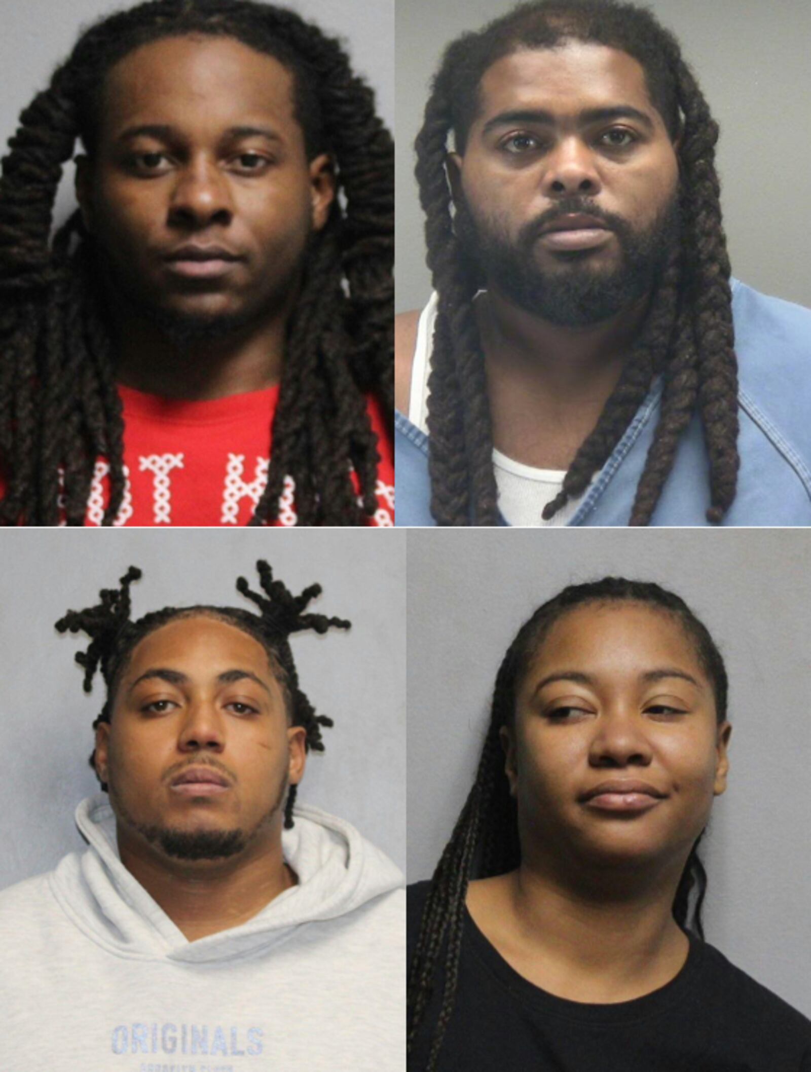 Five people were indicted in federal court in connection to a drug conspiracy in Dayton. Pictured clockwise from the top left are Dalaquan McGuire, Demarion Galloway, Doretha Hughes and Torrence Busbee. Not pictured is Ricardo Busbee. Photos courtesy Miami Valley Jails.