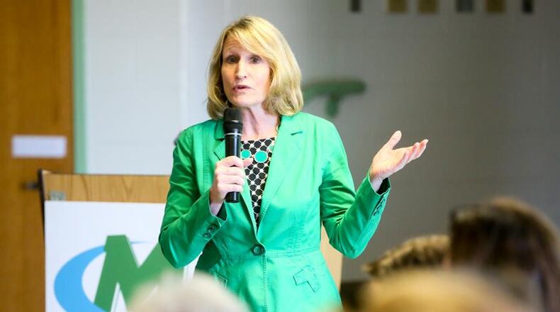 Mason City Schools Superintendent Gail Kist-Kline speaks during a meeting earlier this year about the district’s expansion and improvement plans. This school year will be the final one for Kist-Kline who has announced she is retiring and will take a new job as president at The Christ College of Nursing & Health Science.