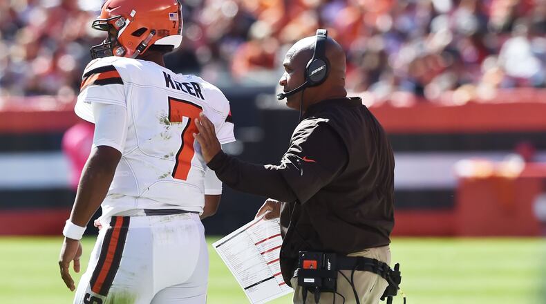 Browns coach Hue Jackson is still looking for his second win since coming to Cleveland.