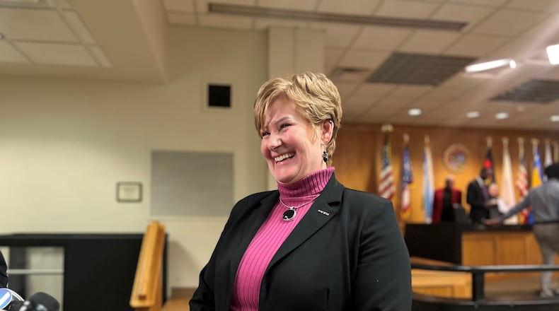 Dayton City Manager Shelley Dickstein after a city commission meeting on Wednesday, March 16, 2023. CORNELIUS FROLIK / STAFF