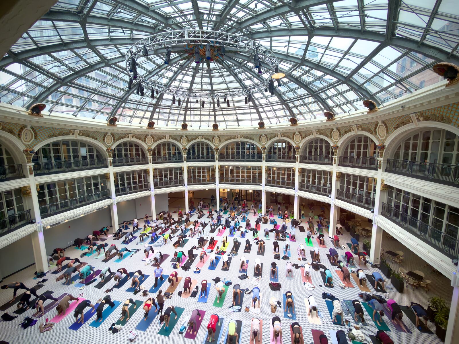 Yoga in the Rotunda at the Arcade Commons earlier in January. CONTRIBUTED Ben Rivet