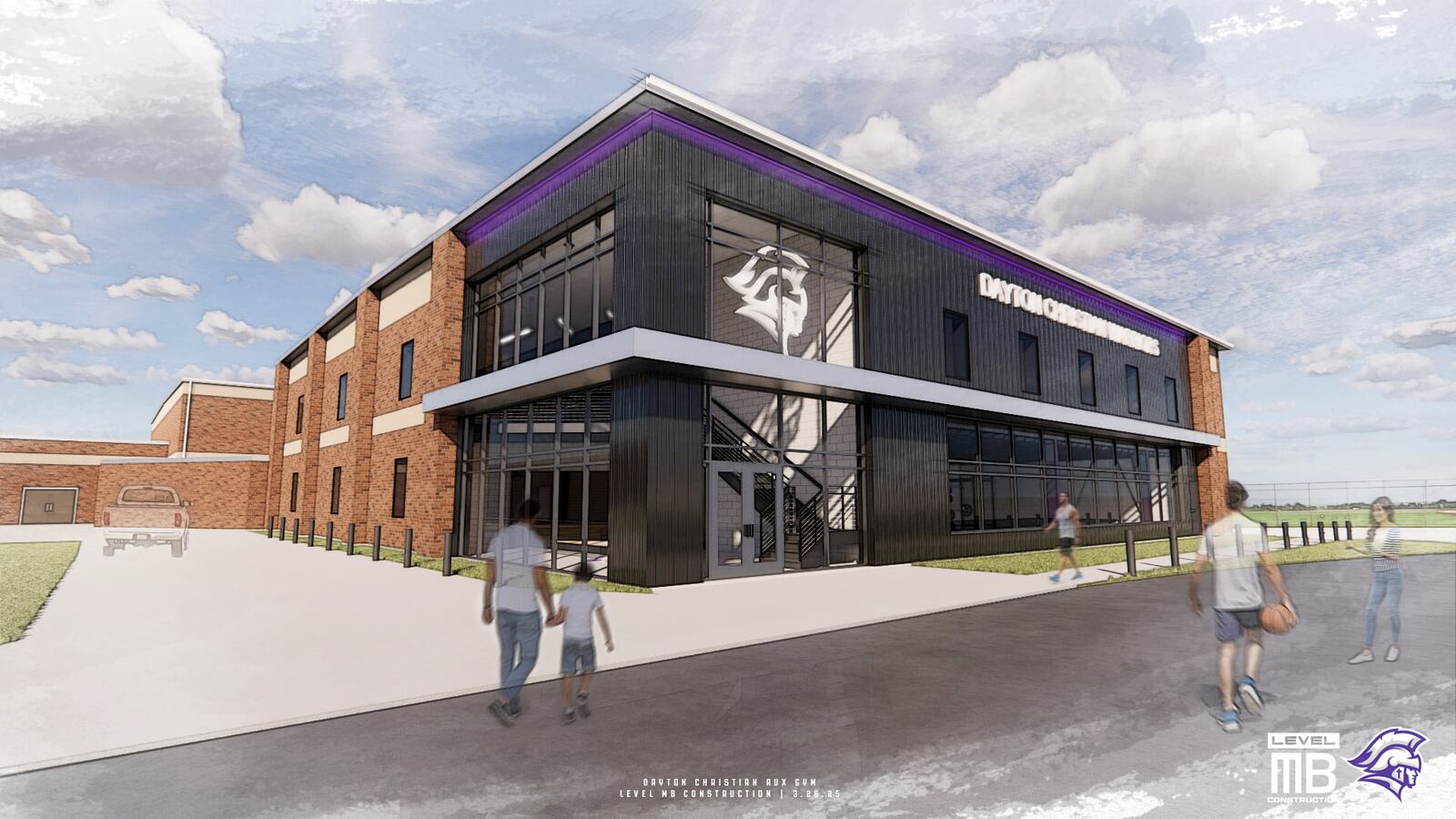 A digital illustration of a multipurpose center at Dayton Christian School in Miami Twp. The  interdenominational Christian school recently launched construction on the 10,500-square-foot facility, which will serve as a gymnasium, chapel and theater and include a weight room. CONTRIBUTED