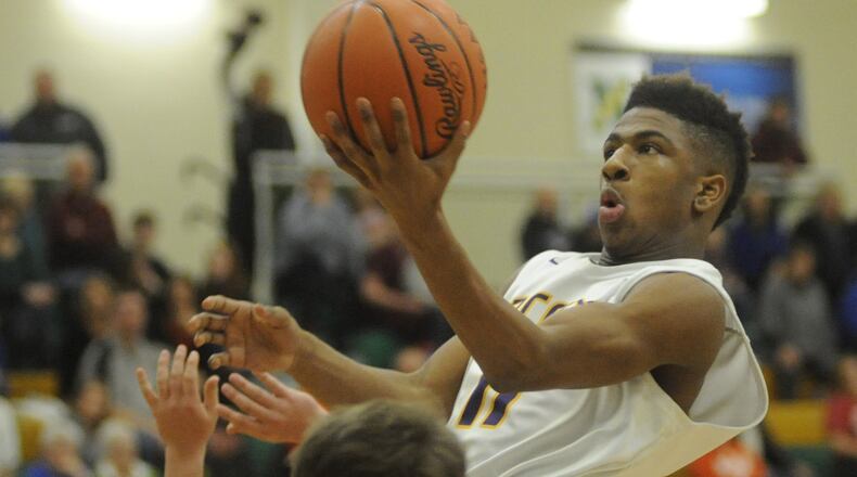 Dayton Christian’s Dominic Wilcox scored 10 points. DC defeated Greeneview 46-32 in a boys high school basketball D-III sectional semifinal at Northmont on Tuesday, Feb. 28, 2017. MARC PENDLETON / STAFF