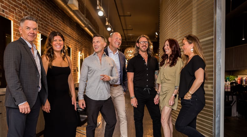 Square One Salon and Spa has been named Best in Dayton in several categories. Shown are the owners and business partners (L-R) Josh Stucky
Angie Mehaffie
Brent Johnson
Doug Henderson
Alan Leonard
Lori Davis
Canaan Good