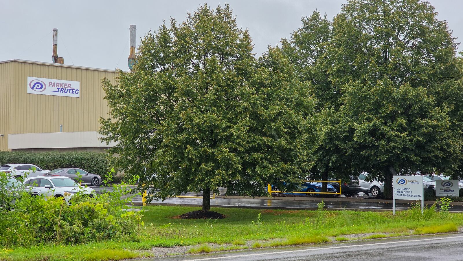 A water-chemical mix of 1,400 gallons leaked into a drainage ditch that flows into a retention pond late on Wednesday, July 30 at Parker Trutec in PrimeOhio Corporate Park near state Route 41 in Springfield. BRYANT BILLING / STAFF