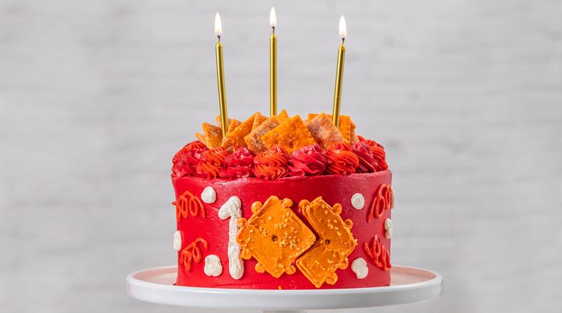 To celebrate the birthday of the Cheez-It cracker - invented in Dayton 100 years ago - a limited edition Cheez-Itennial cake has been created for the occasion. SUBMITTED PHOTO